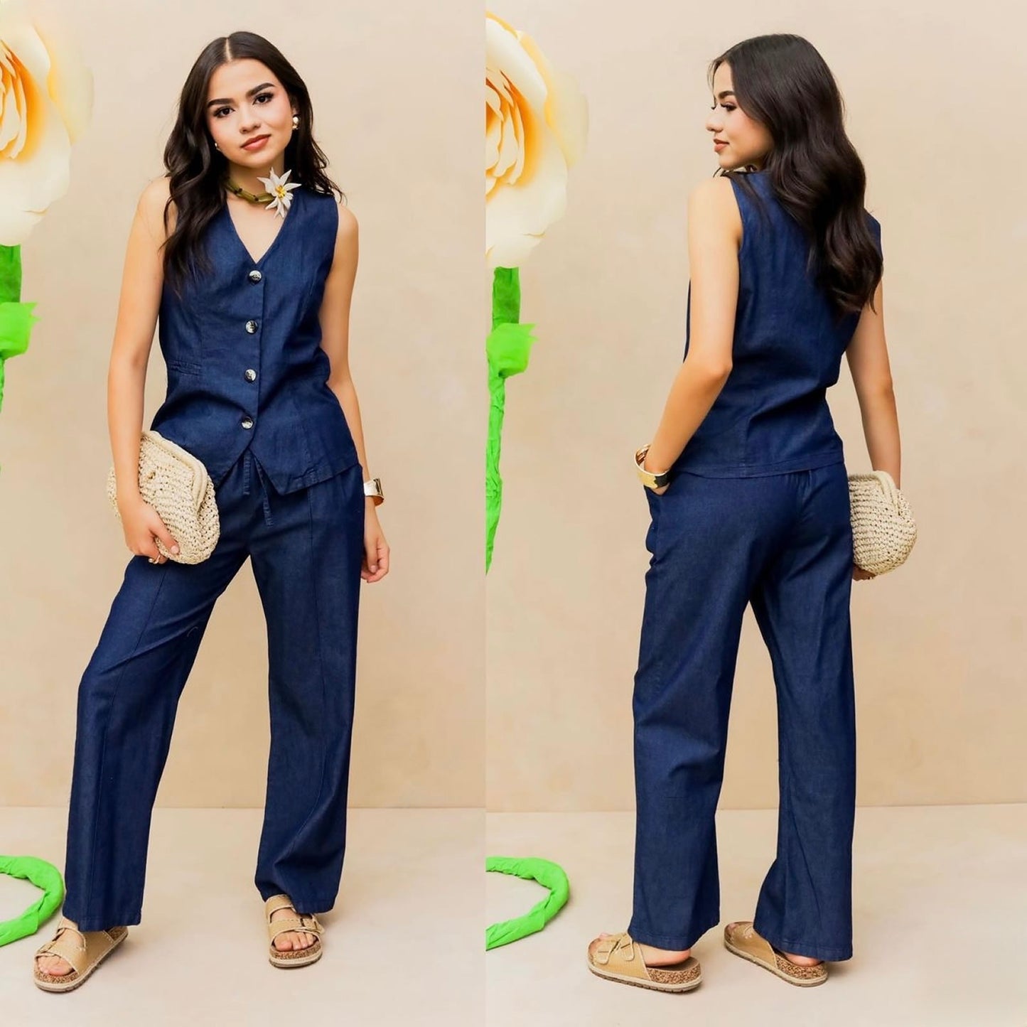 Pantalon y blusa mezclilla