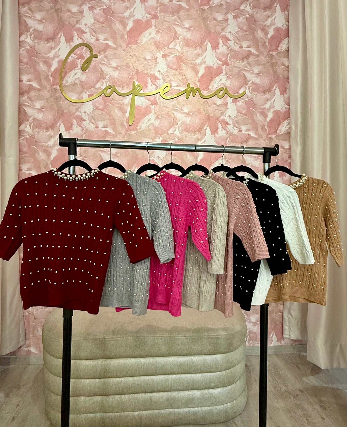 Blusa de punto con perlas