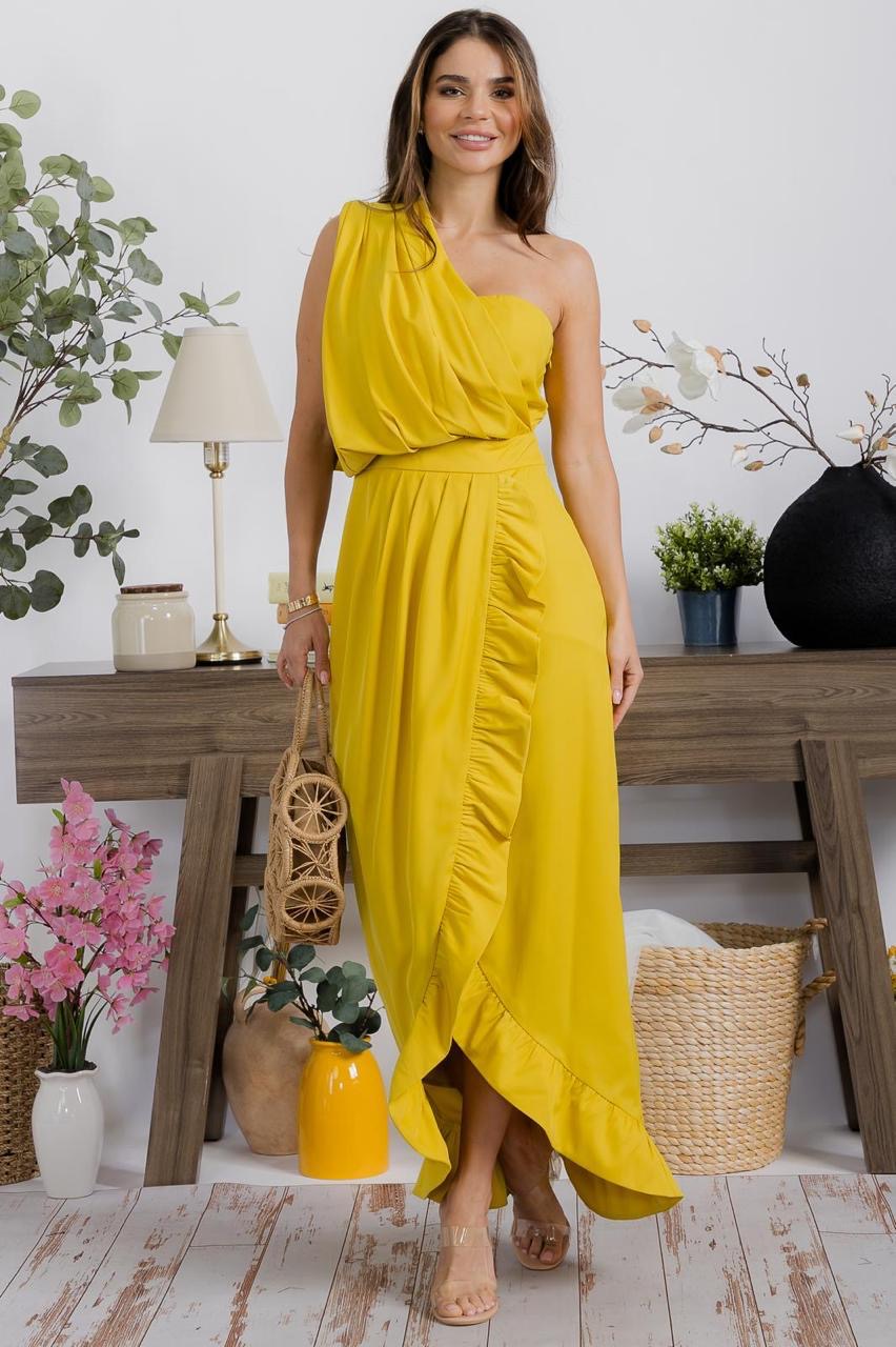 Vestido liso un hombro