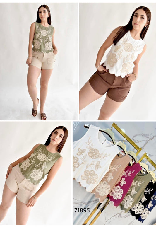 Blusa flor tejida