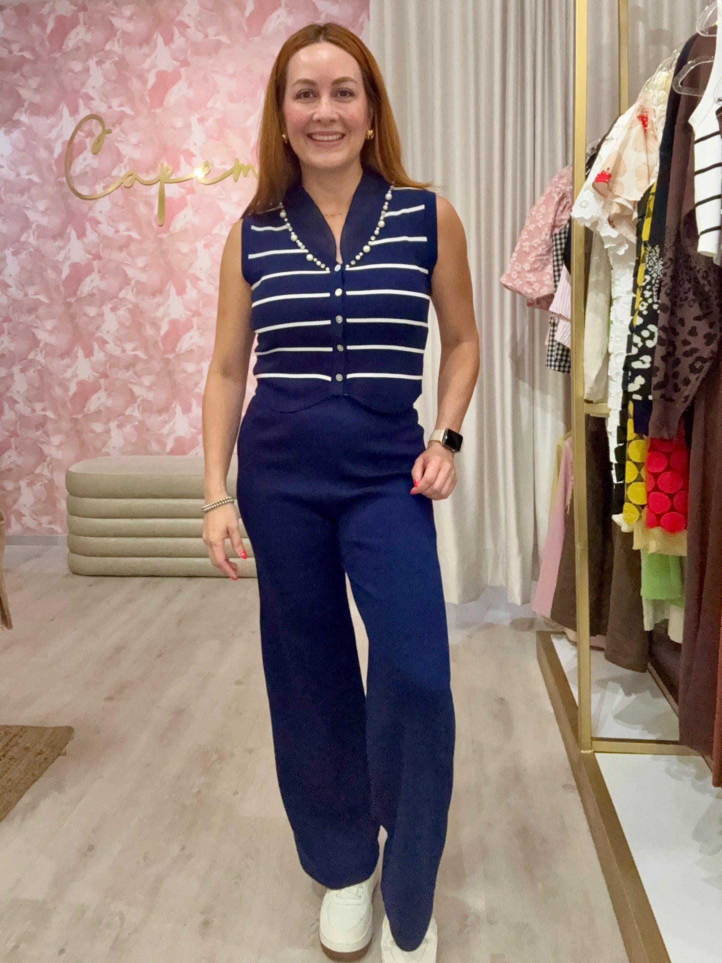 Set chaleco con perlas