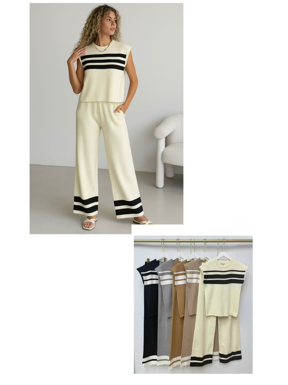 Set de punto sin mangas