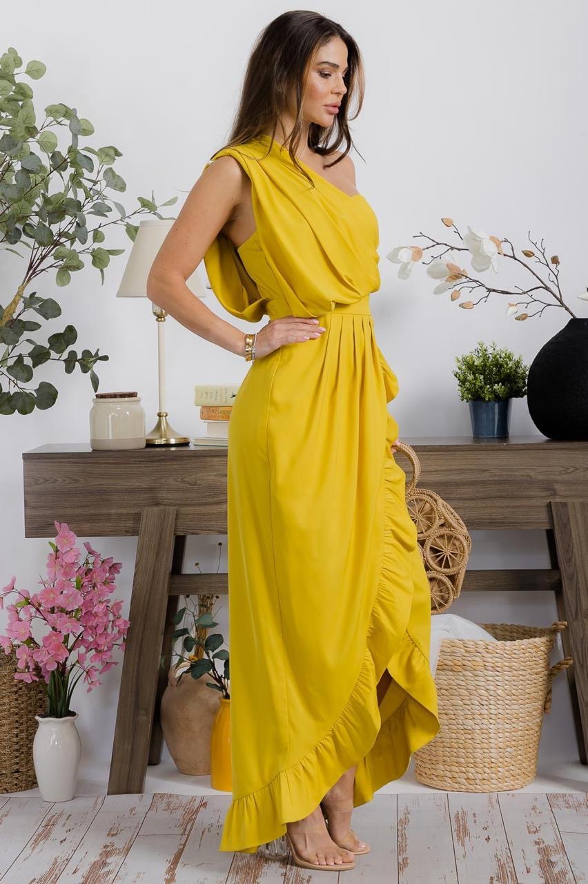 Vestido liso un hombro