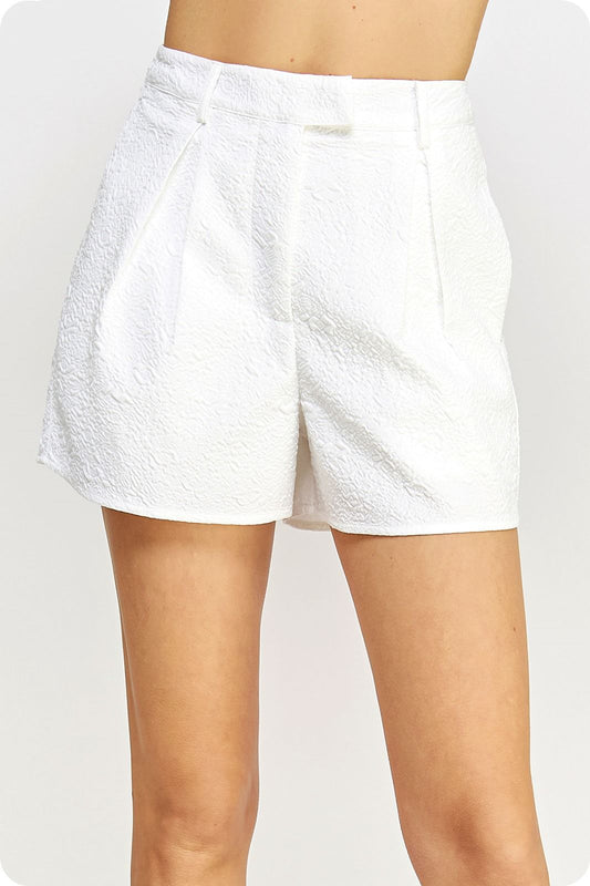 Short brocado blanco